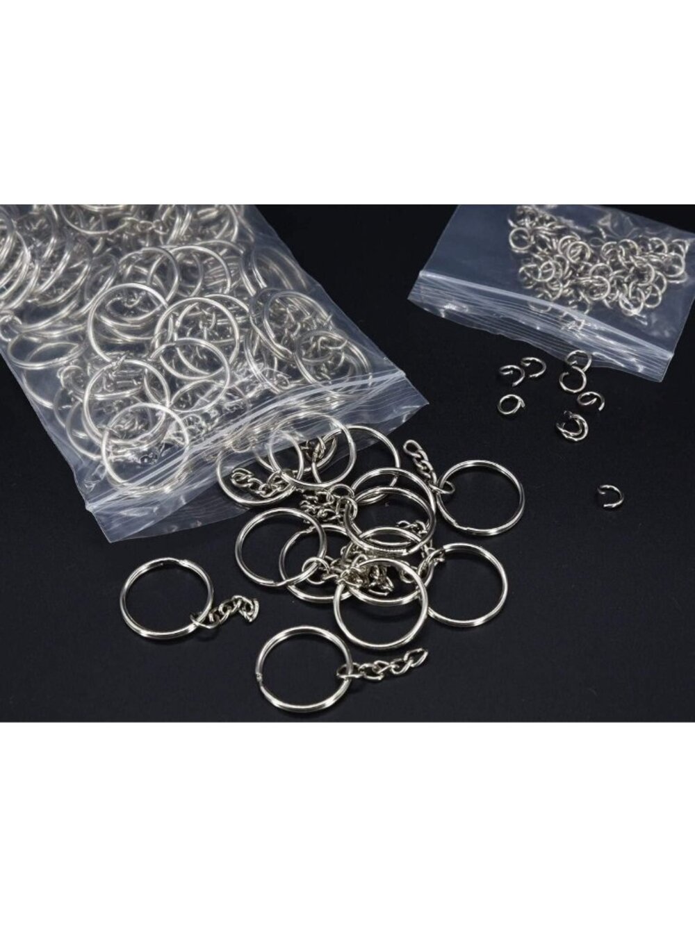 100 Pcs Split Keychain Rings with Chain, 1-Inch Round Open Jump Rings - Picture 3 of 3